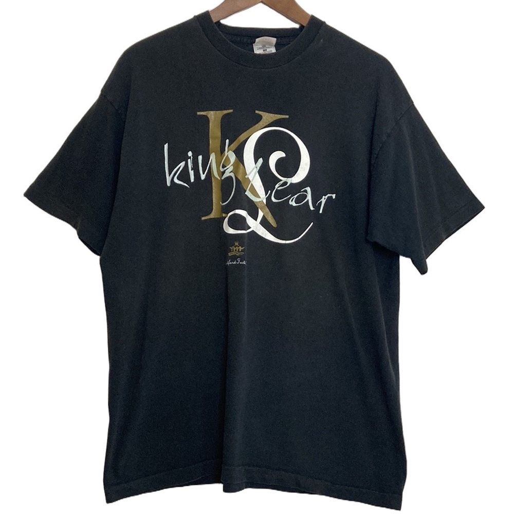 Vintage 90s T Shirt Mens XL Black Cotton Short Sleeve Crew King Lear Stratford
